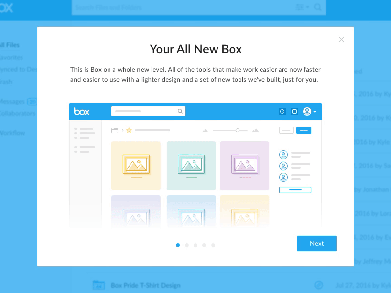 Welcome Modal animation box files flat illustration modal onboarding ui welcome zoom