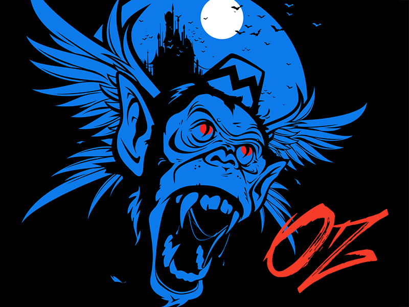 Oz Poster wizard of oz oz flying monkey brush monkey vector illustration