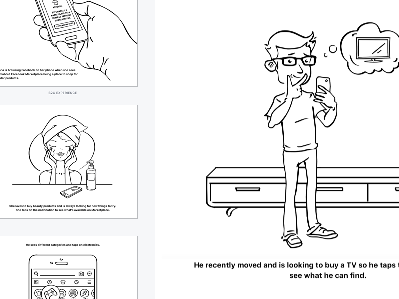 Storyboard Illos thought bubble hand phone man drawing tv storyboard comic illustration