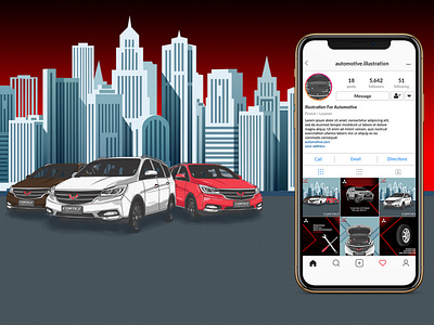 Automotive Illustration Content car conceptual illustration design illustration instagram post social media