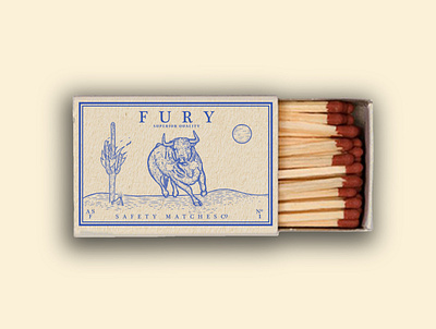 F U R Y branding bull classic design engraving illustration match matchbox matches nature safety matches vintage