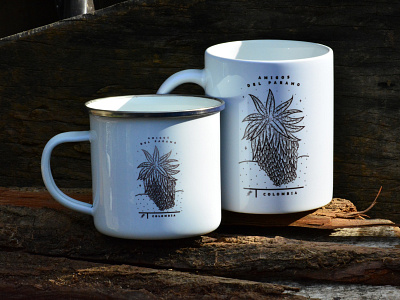 Cups adventure branding cup design digitalart engraving illustration logo mountain mug mug design natural paramo plants retro