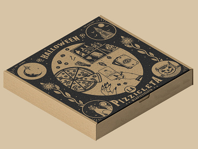 Pizza box. box branding classic design graphic design gypsy illustration logo magic packaging pizza pizzabox