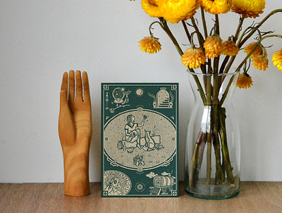 El Zorro & La Gitana branding design esotericism fox gypsy illustration magical mistyc pizza plants postcard