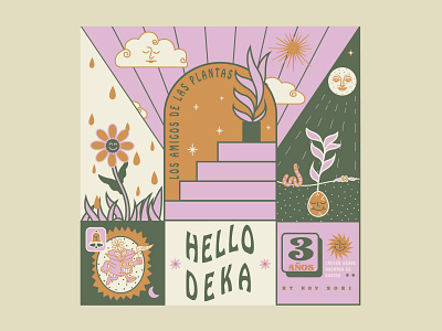Hello Deka · Anniversary 3* botanical brand brandesign branding color design graphic design illustration logo motion graphics nature plants postcard sun vector