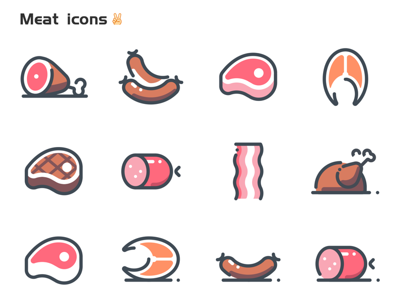 Meat icons by Daniela Dewitt on Dribbble