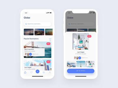 Globe App homepage app ui ux