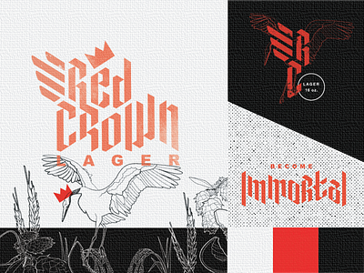 Red Crown Immortal Lager branding branding design composition design illustration layout movement styleguide texture typography vector