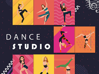 dance stuio flyer design illustration vector