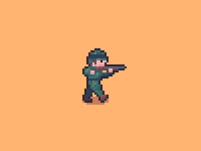 Little Soldier (Walk Cycle Right) animation aseprite game art illustration pixel animation pixel art walkcycle