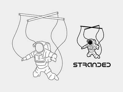 Stranded 1 affinity designer astronaut black and white design graphic design illustration logo logo design outline puppet space vector