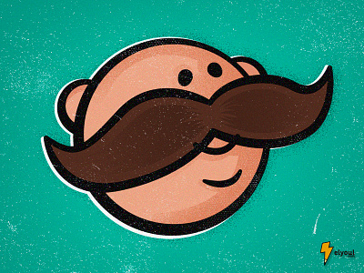 Mostachón bald mostacho mustache noise pelón retro vector