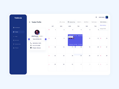 Tasker Profile / Task History Calendar View