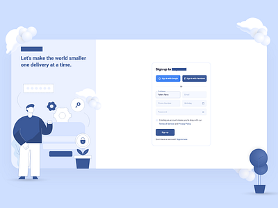 Sign-up page design illustration ui ux website