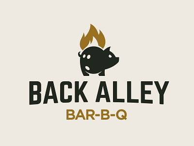 Back Alley BBQ alley animal back bar b q bbq bowling flame flat design identity logo logotype pig