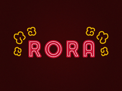 Rora's Popcorn illustrator logo movie theater movies neon popcorn retro sign sticker typography vintage