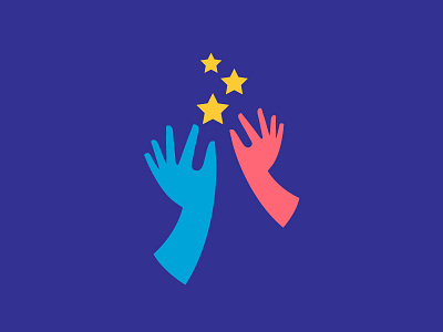 Hands and Stars boy branding girl graphic design hands icon kids logo logo mark reach for the stars stars