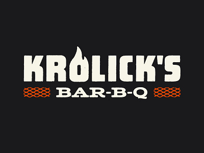 Krolick's Bar-B-Q pt. 1A bar b q barbecue bbq branding concept flame grill identity logo design logotype orange retro