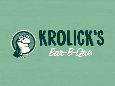 Krolick's Bar-B-Q pt. 2a bar b q barbecue bbq branding character concept frog halftone hand painted logo design logotype mascot