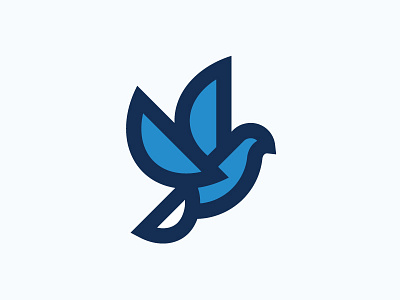 When Doves Fly... errr Cry. bird blue dove feather icon logo logomark minimal monoline peace prince wings