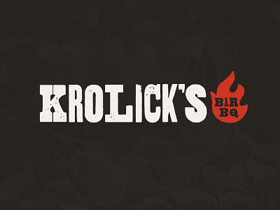 Krolick's Bar-B-Que pt.3 Primary Logo bar b q bbq branding flame identity logo logo design logotype typography vintage woodtype