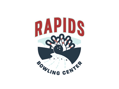 Rapids Bowling Logo Concept Graveyard 1.2 badge bowling ball bowling pin branding identity illustration logo logo design logo mark river sheild