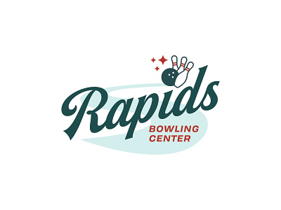 Rapids Bowling Logo Concept Graveyard 1.3 1950s bowling bowling ball bowling pin branding identity logo logo design retro script script lettering typography vintage