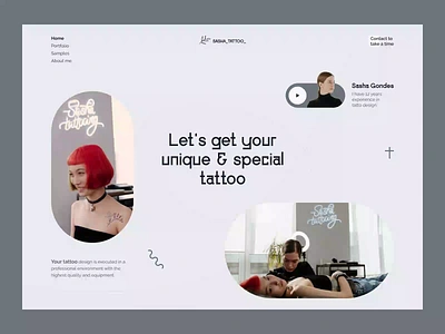 Sasha Tattoo Landing 〰️ echo echo design echodesign girly human landing light minimal modern plant studio tatto tattoo uidesign uiux video webdesign website white space woman