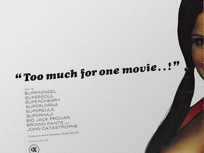 "Too much for one movie..!" cooper black swash italic poster rebound sex violence women