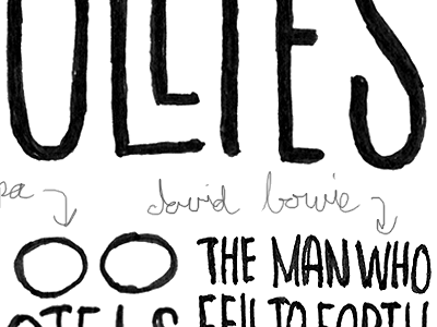 rock follies #2 black film hand drawn lettering type white