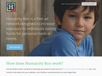 Humanity Box website landing site website