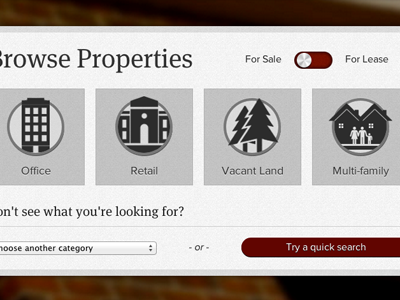 Browse Properties icons real estate realty switch toggle