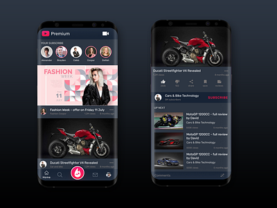 YouTube Redesign Concept bike colour dark fashion gradient pink and red red redsign theme videos youtube redesign