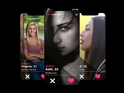 Dating App Profiles app design minimal sleek ui