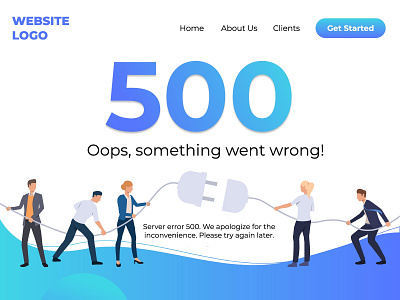 500 Error Page clean design flat icon illustration ui