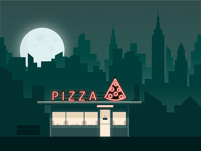 Late night pizza cravings? adobe illustrator city design editorial design flat design illustration night pizza vector