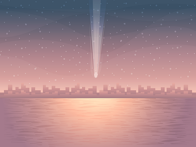 comet landscape adobe illustrator comet design flat design illustration landscape stars vector