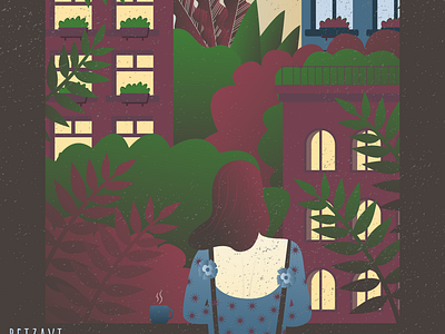 Plant lady adobe illustrator buildings city design editorial design illustration plant lady plants urban jungle vector