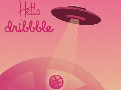 Hello Dribbble! adobe illustrator flat design hello dribbble illustration spaceship vector