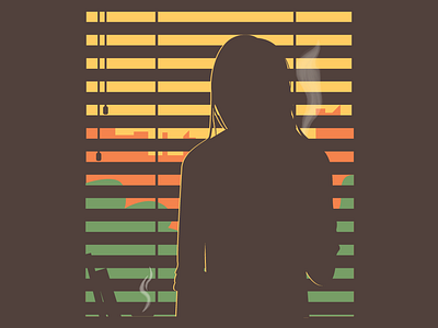 Silhouette on a window adobe illustrator city colours design flat design illustration lady silhouette vector