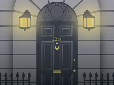 221b Baker St. 221b baker street adobe illustrator design door flat design illustration lamp sherlock vector