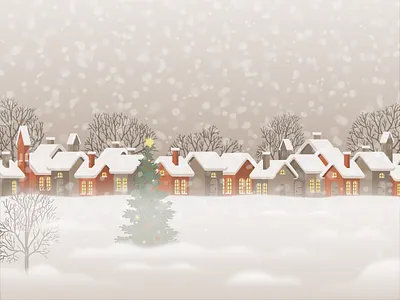 Christmas Winter Village adobe illustrator christmas design editorial design flat design happyholidays illustration landscape snow vector village winter