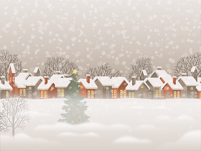 Christmas Winter Village adobe illustrator christmas design editorial design flat design happyholidays illustration landscape snow vector village winter