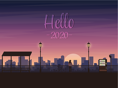 Hello 2020! 2020 adobe illustrator city cityscape design editorial design flat design happy new year illustration vector vendo machine