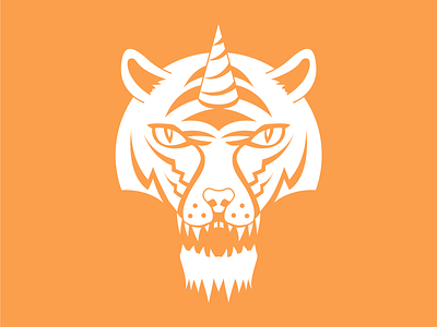 Unitiger horn illustration orange stripes tiger unicorn white