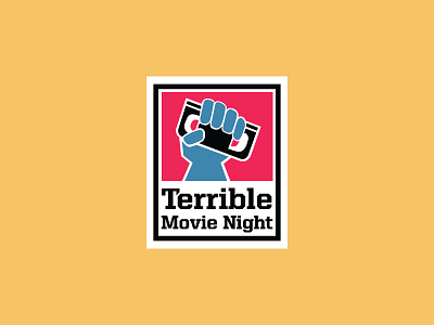 Terrible Movie Night logo blue brand branding film fist image logo logo design movie red tape vhs