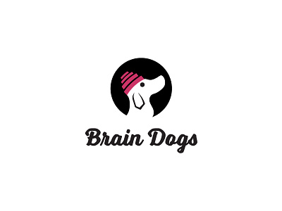 Brain Dogs trivia team logo black brand branding devo dog hat image logo logo design red silhouette trivia