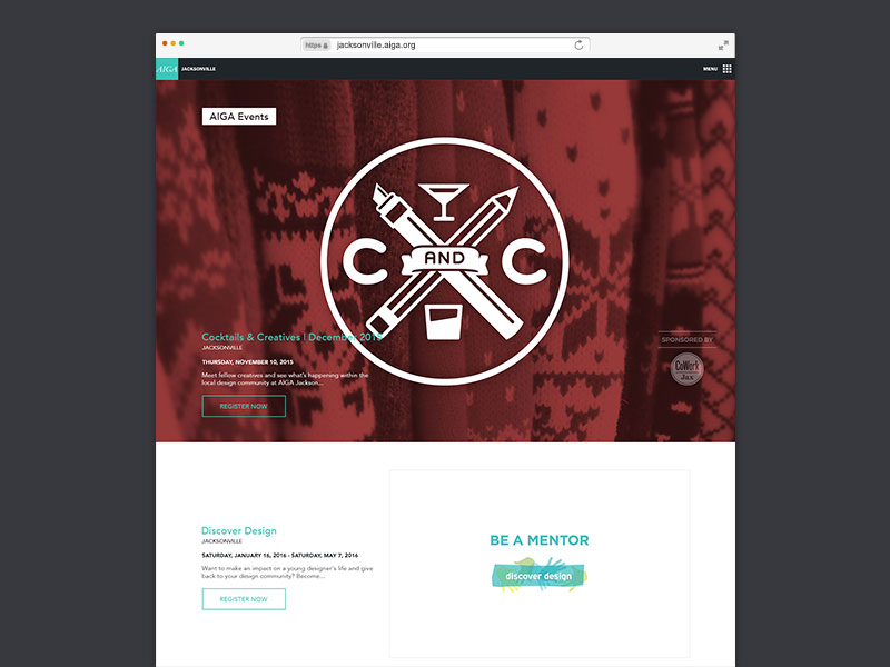 AIGA Jacksonville homepage update aiga desktop homepage jacksonville mockup redesign responsive typography ui ux web design website
