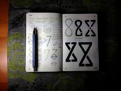 Seven down Eight up - mark sketches drawing icon inspiration logo mark moleskine perseverance photo sketch sketchbook