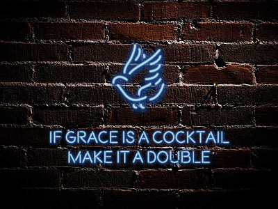 The Bar Chaplain: messaging bar blue brand branding chaplain cocktail dove grace illustration neon